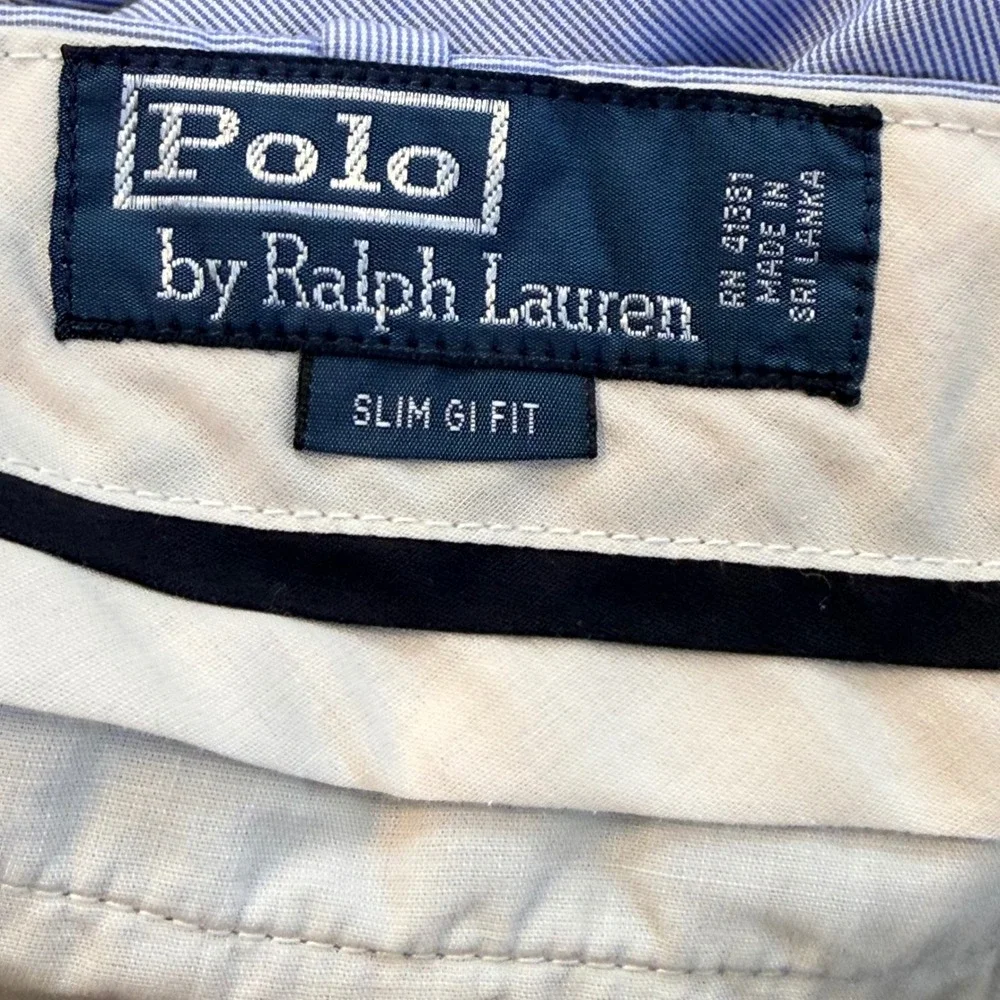 Polo Ralph Lauren Shorts Men 38 Blue Micro Stripe Slim GI Fit Cotton Golf Preppy
